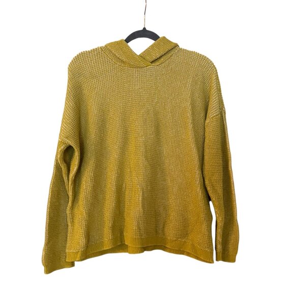 Eileen Fisher Sweaters - Eileen Fisher Organic Cotton Blend Hooded Sweater Womens Yellow Size Medium Knit